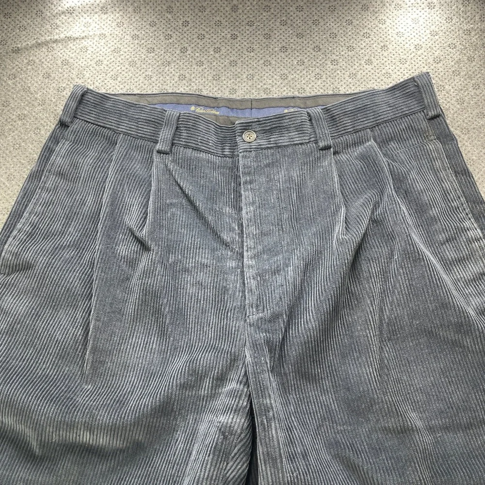 Brooks Brothers Elliot Pleated Corduroy Pants Mens 34x32 Cuffed French Fabric